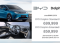 BYD Dolphin : 699,999 – 859,999 บาท | รถไฟฟ้า 100% วิ่งไกล 490 km.