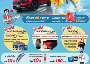 ฮอนด้าชวนลูกค้าร่วมแคมเปญเช็กสภาพรถฟรี เพิ่มความปลอดภัยช่วงหน้าฝนพร้อมรับส่วนลดอะไหล่ โปรโมชันยาง 3 แถม 1 ผ่อนยาง 0% สูงสุด 10 เดือน*ตั้งแต่วันที่ 1 ส.ค. – 30 ก.ย. 67